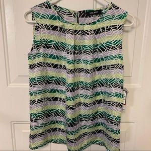 Nine West Green/Orchid/Black Horizontal Striped, Sleeveless Top Sz S